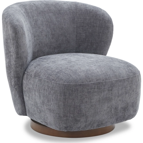 Zola Swivel Accent Chair in Charcoal Gray Fabric & Wood
